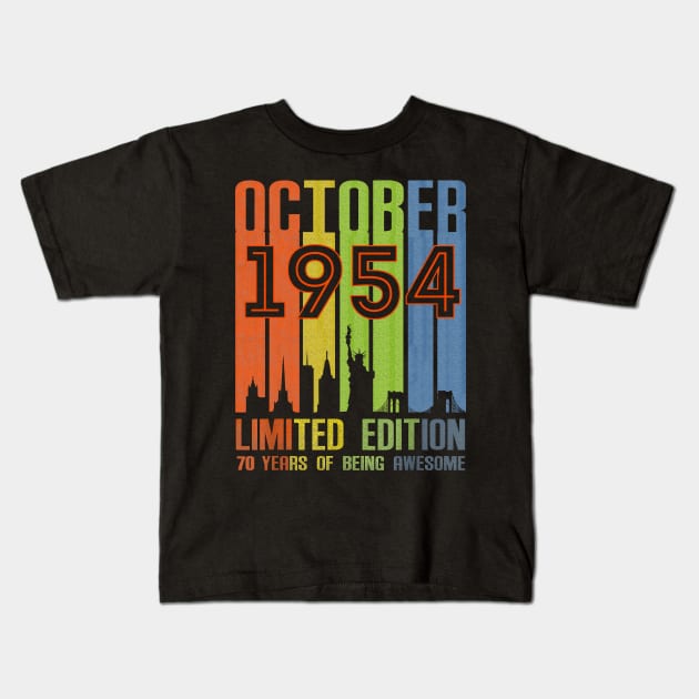 October 1954 70 Years Of Being Awesome Limited Edition Kids T-Shirt by Brodrick Arlette Store